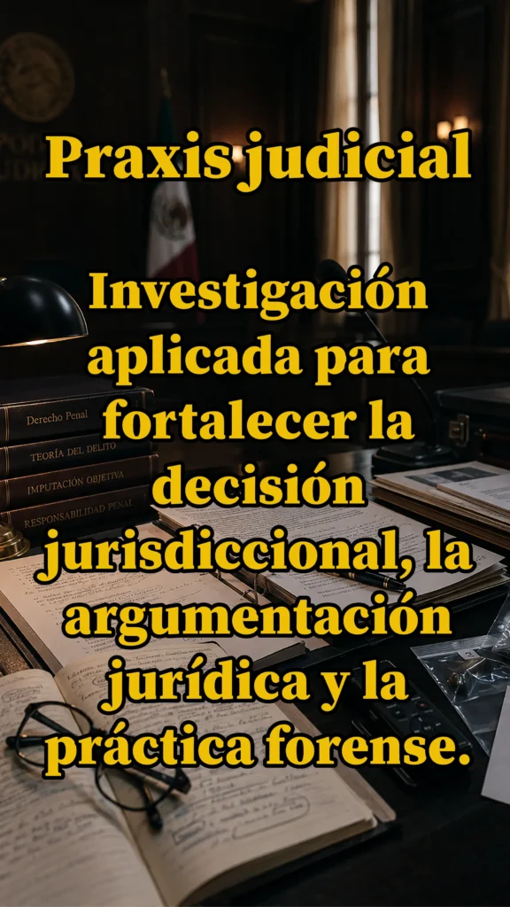 Praxis judicial e investigación jurídica aplicada al derecho penal, con enfoque en decisión jurisdiccional, argumentación jurídica, práctica forense, teoría del delito, responsabilidad penal y análisis del sistema penal contemporáneo.